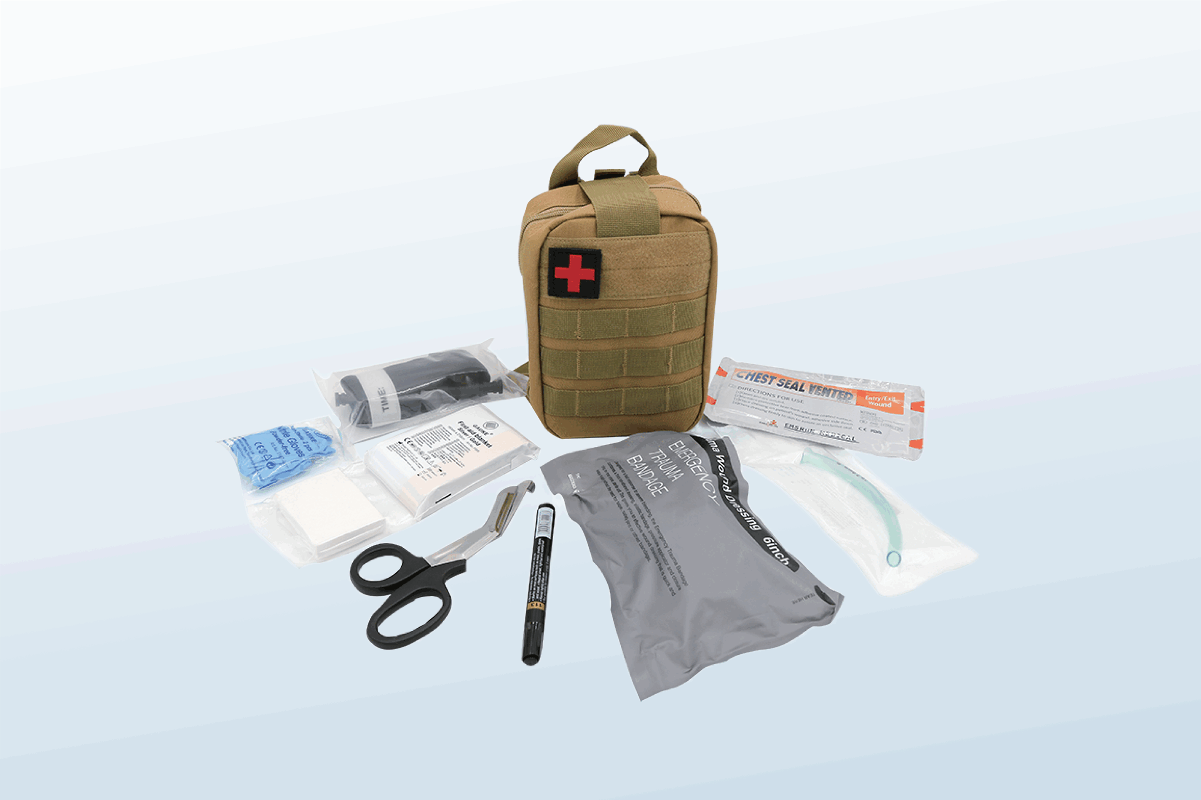 FREE SHIPPING:  Basic Military First Aid Kit --Model GM301($24.29/pc,MOQ 12 pcs)